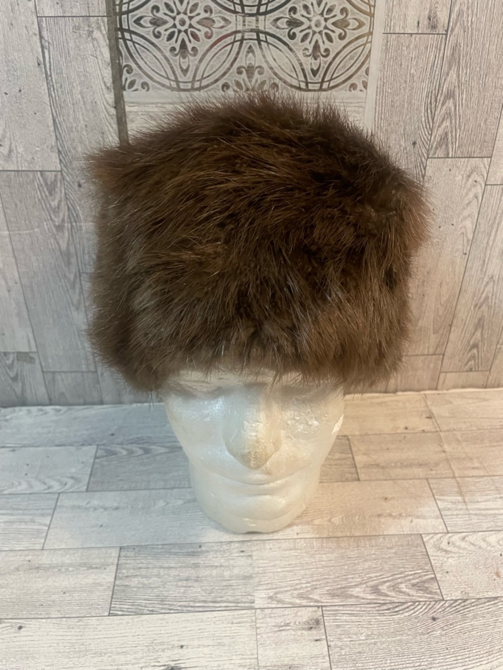 Real brown beaver Fur Russian-Style Hat